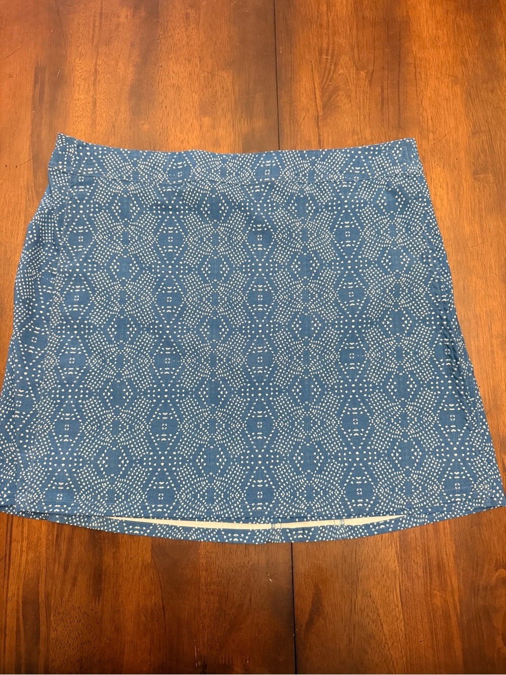 RipSkirt Hawaii Blue Geometric Print Skirt with Hook and Loop Waist Size XL